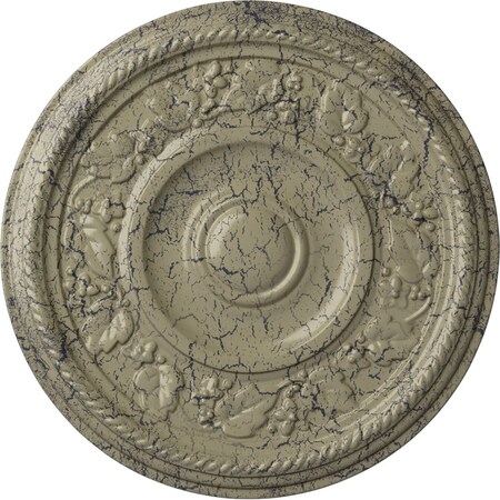 Ekena Millwork Tyrone Ceiling Medallion (Fits Canopies up to 6 3/4"), 16 1/8"OD x 3/4"P, Castle Stone Crackle CM16TYCSC
